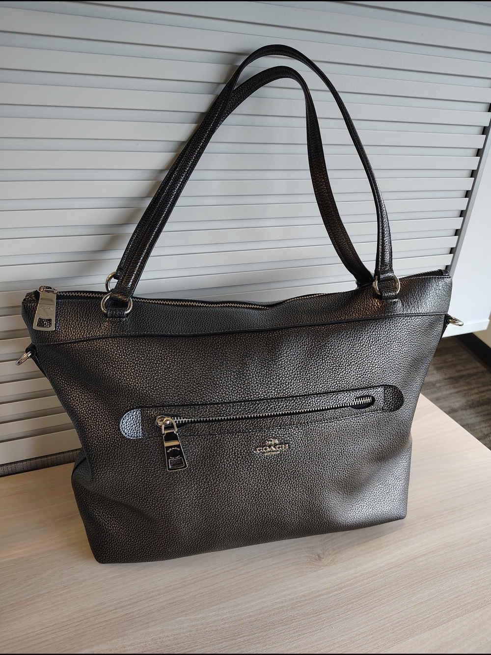 Coach Metallic Silver Finish Tyler Tote Bag